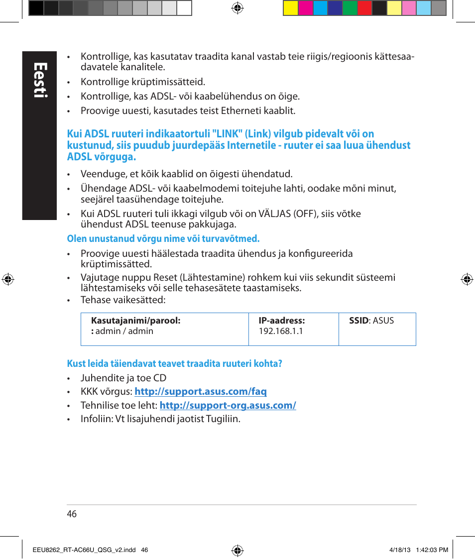 Eesti | Asus RT-AC66U User Manual | Page 46 / 174