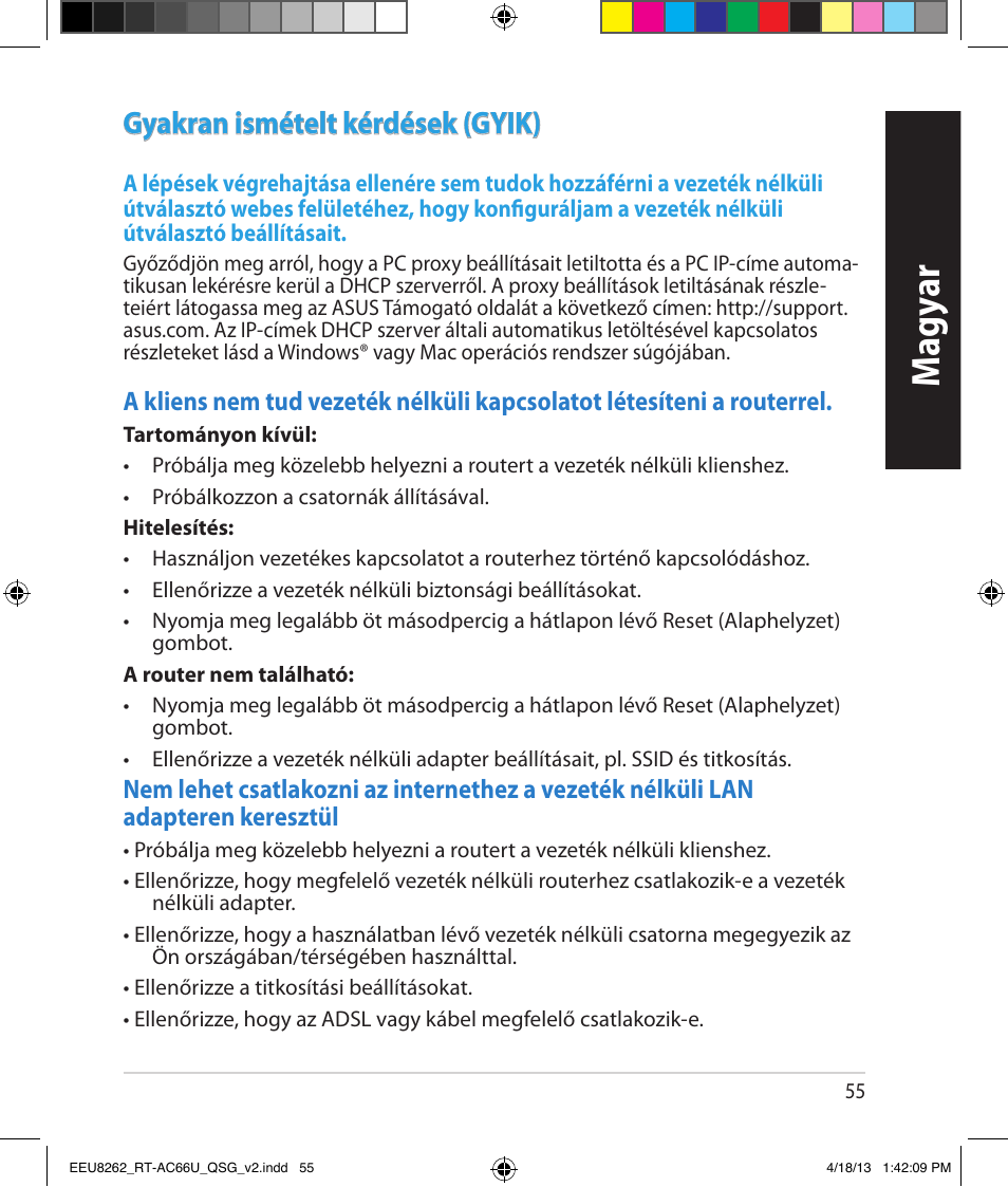 Magy ar, Gyakran ismételt kérdések (gyik) | Asus RT-AC66U User Manual | Page 55 / 174