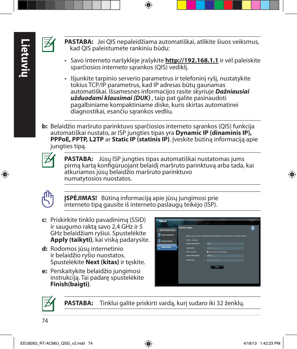 Lietuvių | Asus RT-AC66U User Manual | Page 74 / 174