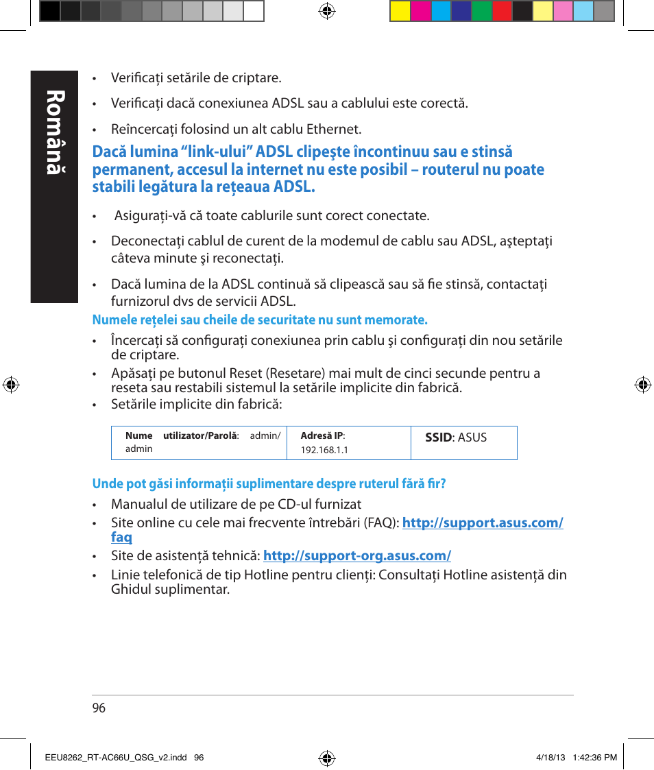 Română | Asus RT-AC66U User Manual | Page 96 / 174