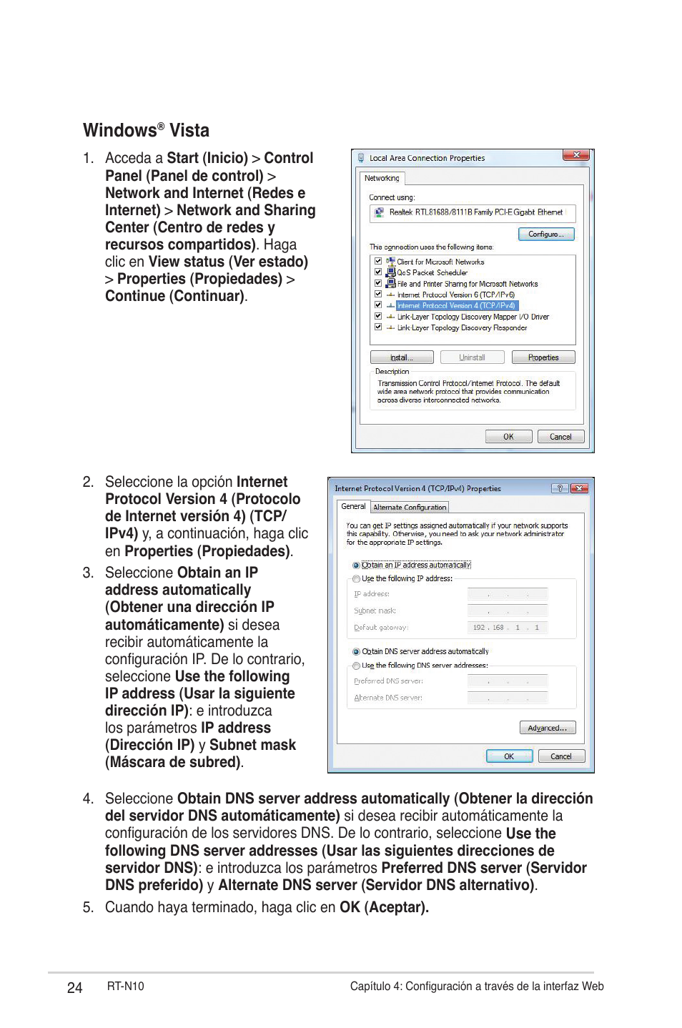 Windows, Vista | Asus RT-N10 User Manual | Page 24 / 56