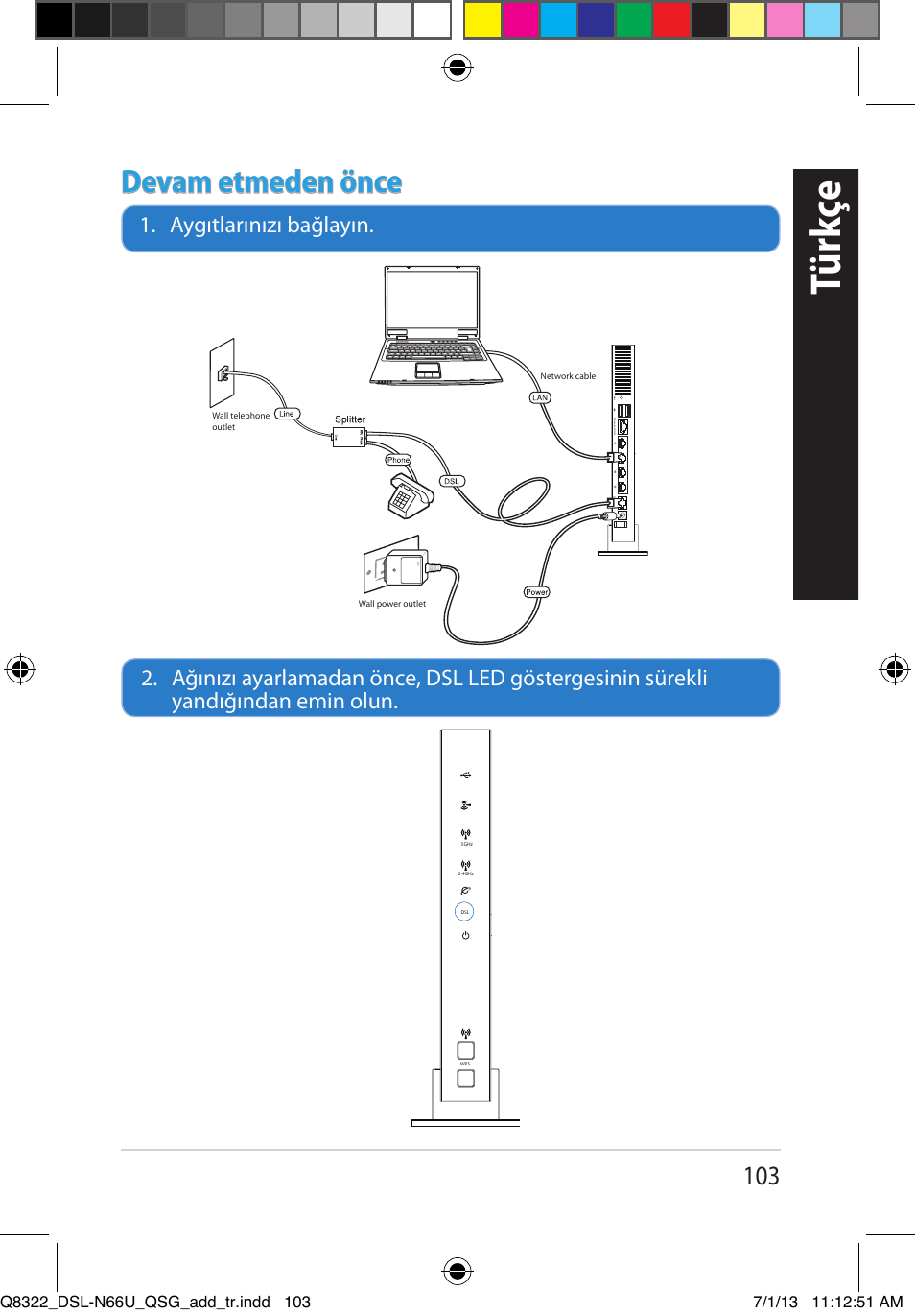 Tür kç e, Devam etmeden önce | Asus DSL-N66U User Manual | Page 103 / 143