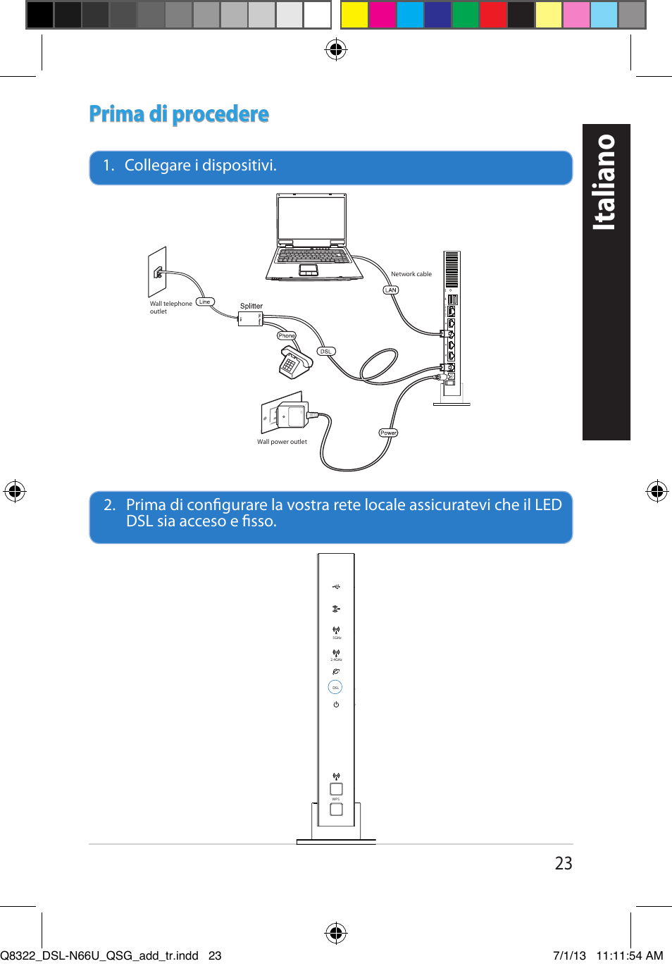 Italiano, Prima di procedere | Asus DSL-N66U User Manual | Page 23 / 143