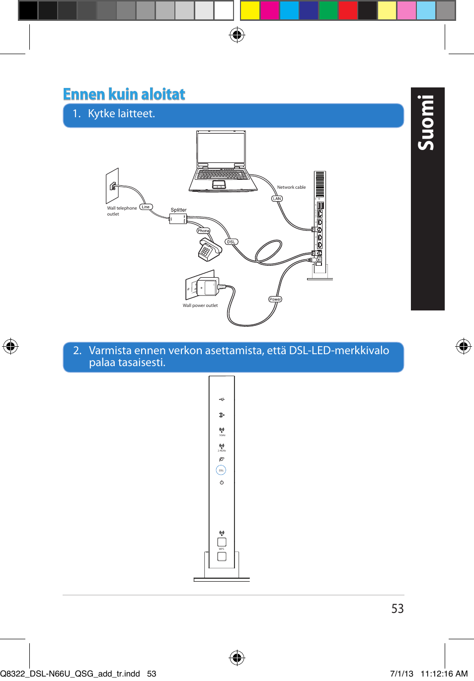 Suomi, Ennen kuin aloitat | Asus DSL-N66U User Manual | Page 53 / 143