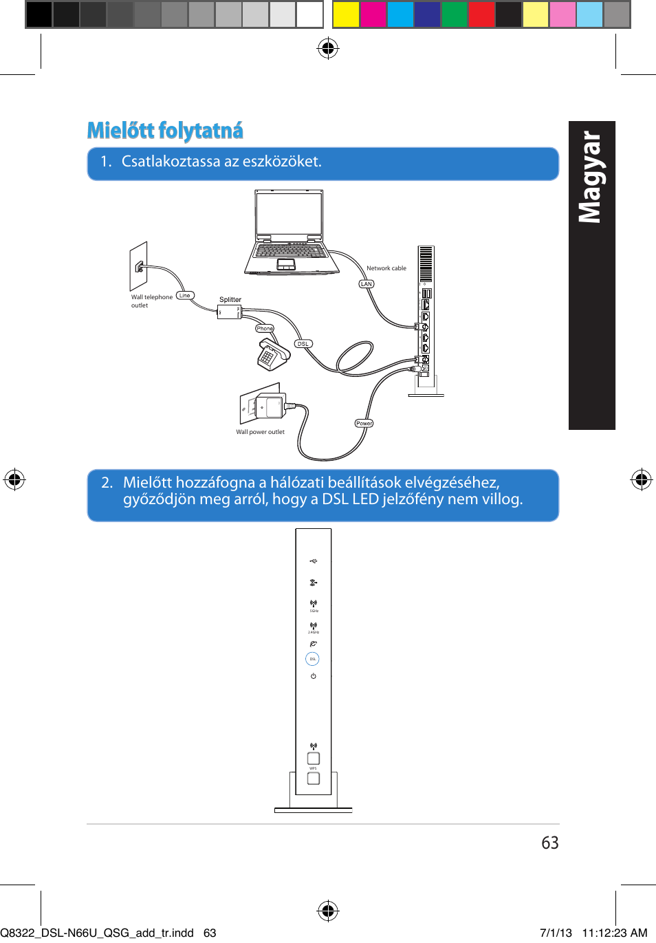 Magy ar, Mielőtt folytatná | Asus DSL-N66U User Manual | Page 63 / 143