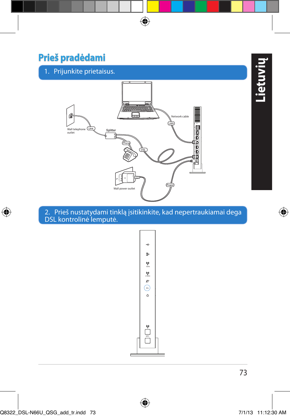 Lietuvių, Prieš pradėdami | Asus DSL-N66U User Manual | Page 73 / 143