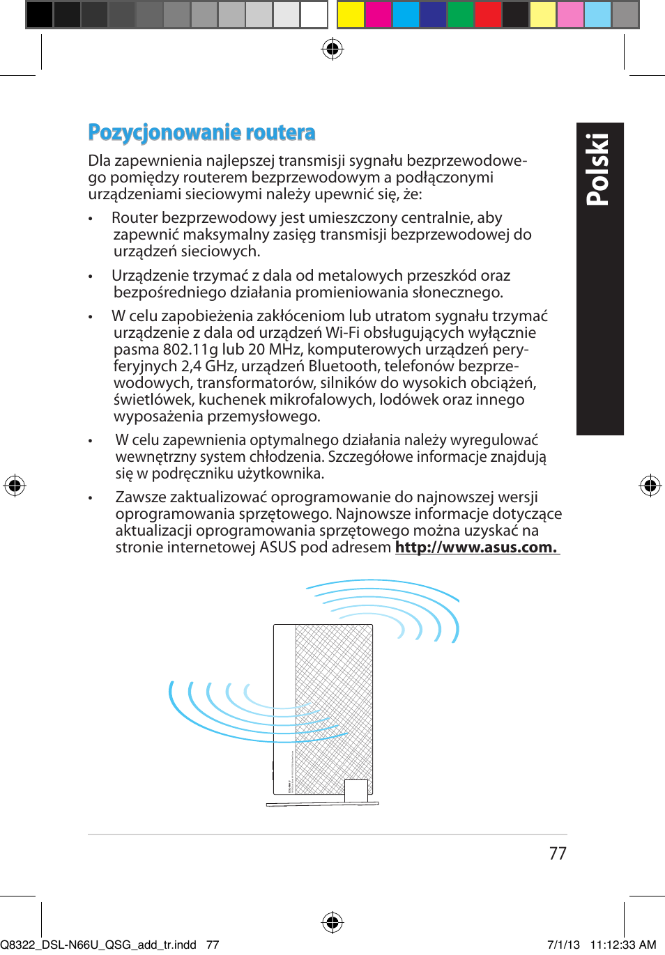 Polsk i, Pozycjonowanie routera | Asus DSL-N66U User Manual | Page 77 / 143