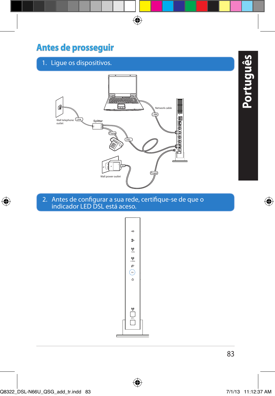 Por tuguês, Antes de prosseguir | Asus DSL-N66U User Manual | Page 83 / 143