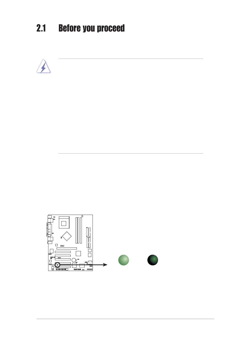 1 before you proceed, Onboard led | Asus A7N8X-E Deluxe User Manual | Page 21 / 112