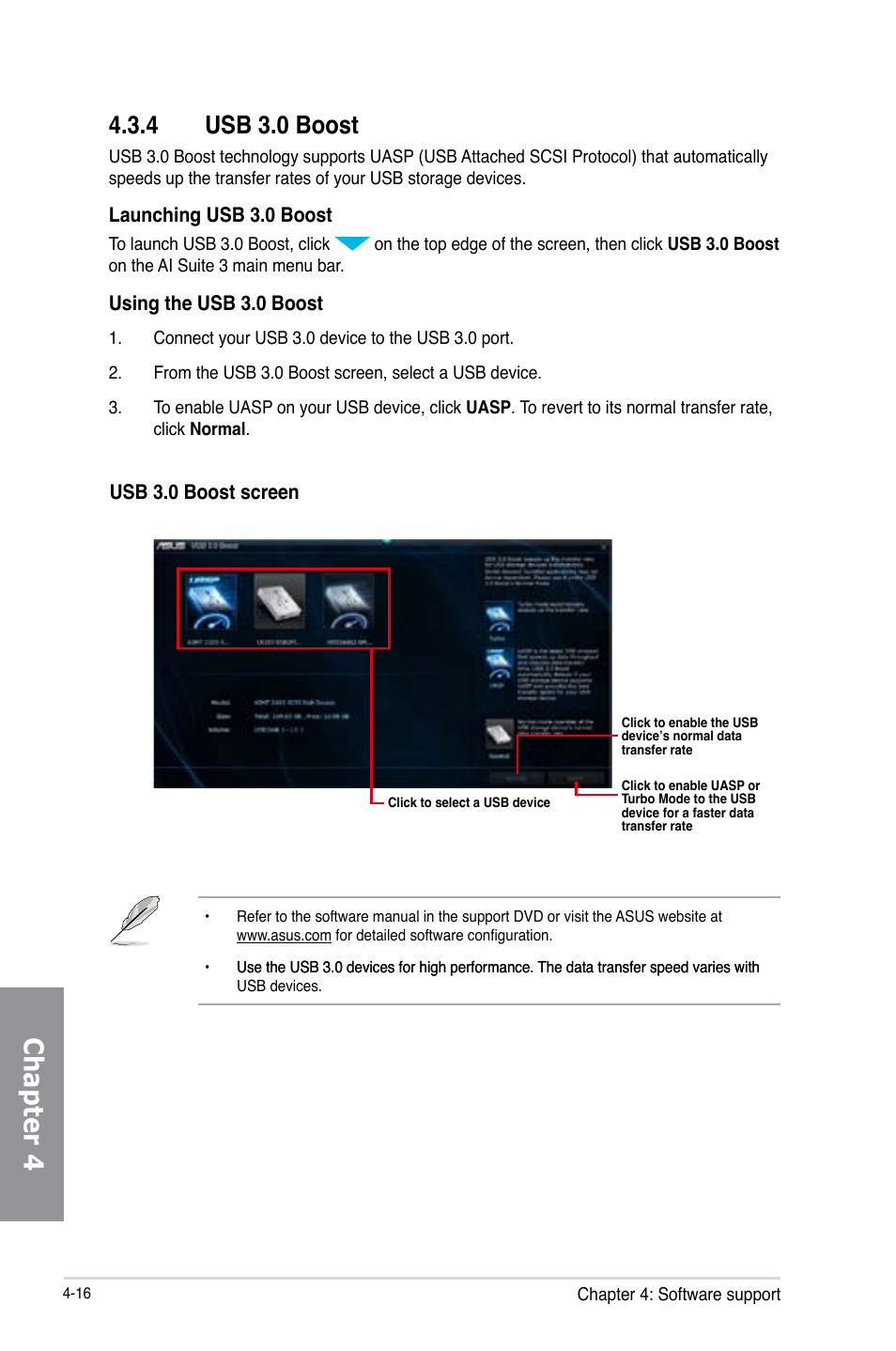 4 usb 3.0 boost, Usb 3.0 boost -16, Chapter 4 | Asus Z87-PLUS User Manual | Page 150 / 174