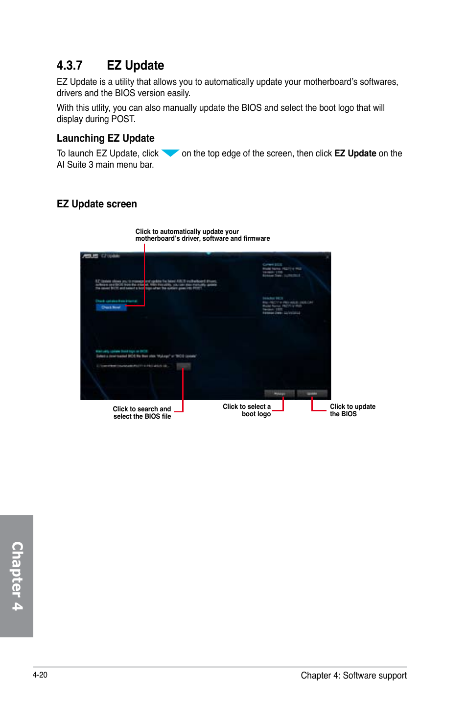 7 ez update, Ez update -20, Chapter 4 | Asus Z87-PLUS User Manual | Page 154 / 174