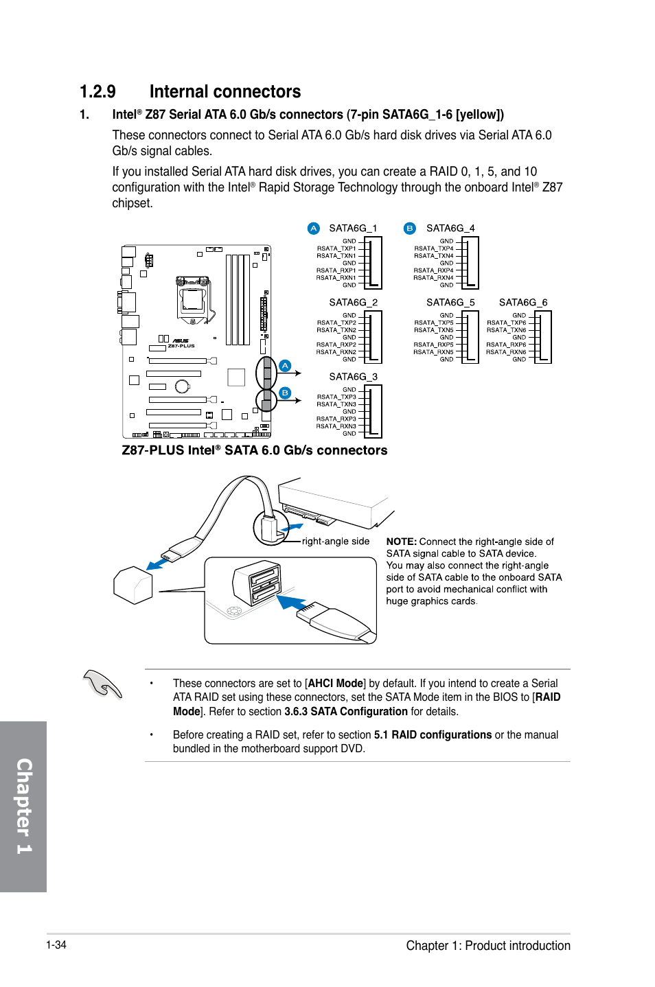 9 internal connectors, Internal connectors -34, Chapter 1 | Asus Z87-PLUS User Manual | Page 50 / 174