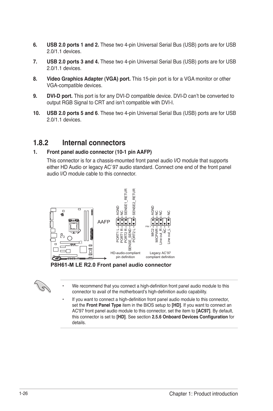 2 internal connectors, Internal connectors -26 | Asus P8H61-M LE R2.0 User Manual | Page 38 / 81