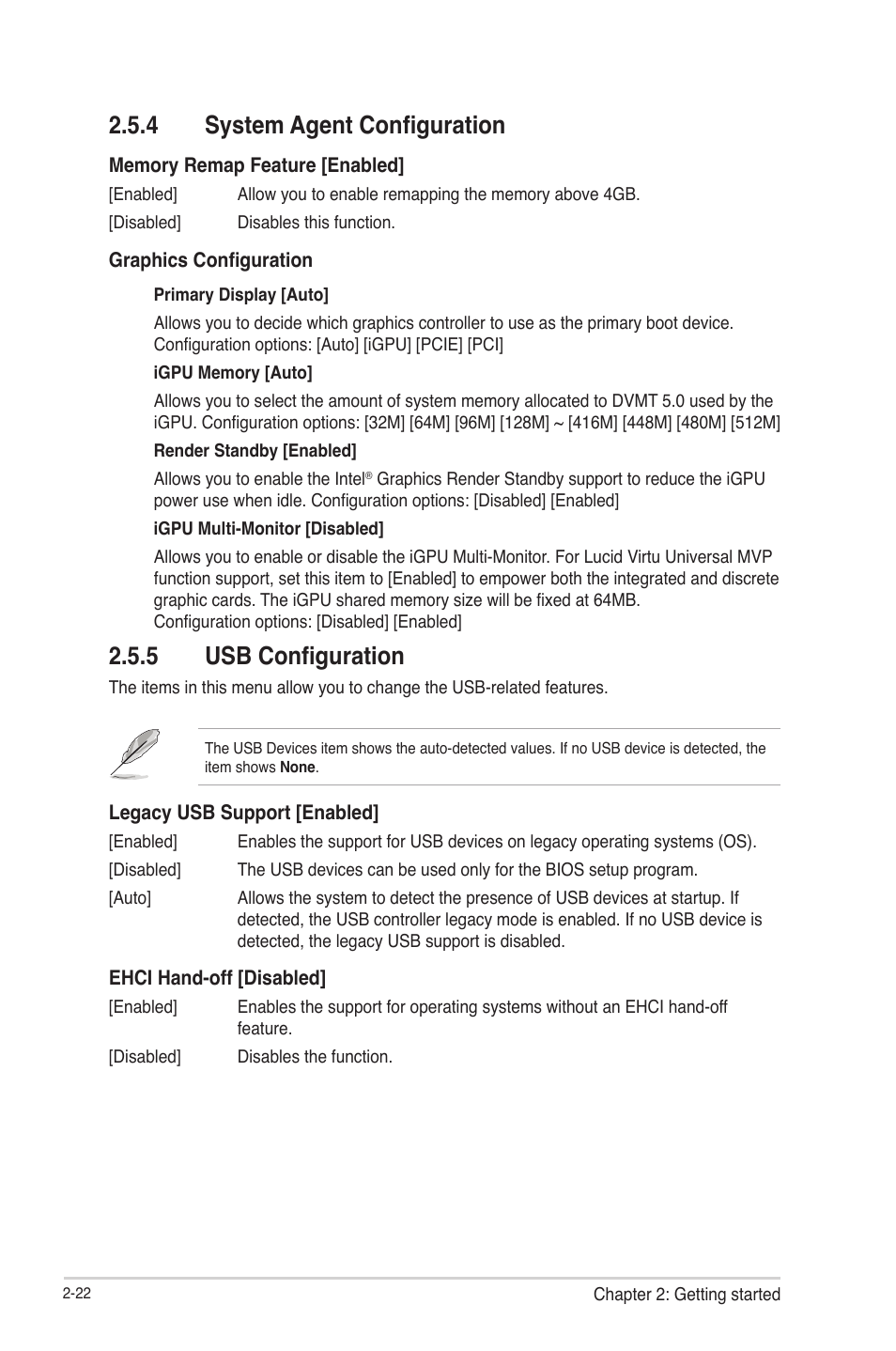 4 system agent configuration, 5 usb configuration, System agent configuration -22 | Usb configuration -22 | Asus P8H61-M LE R2.0 User Manual | Page 68 / 81