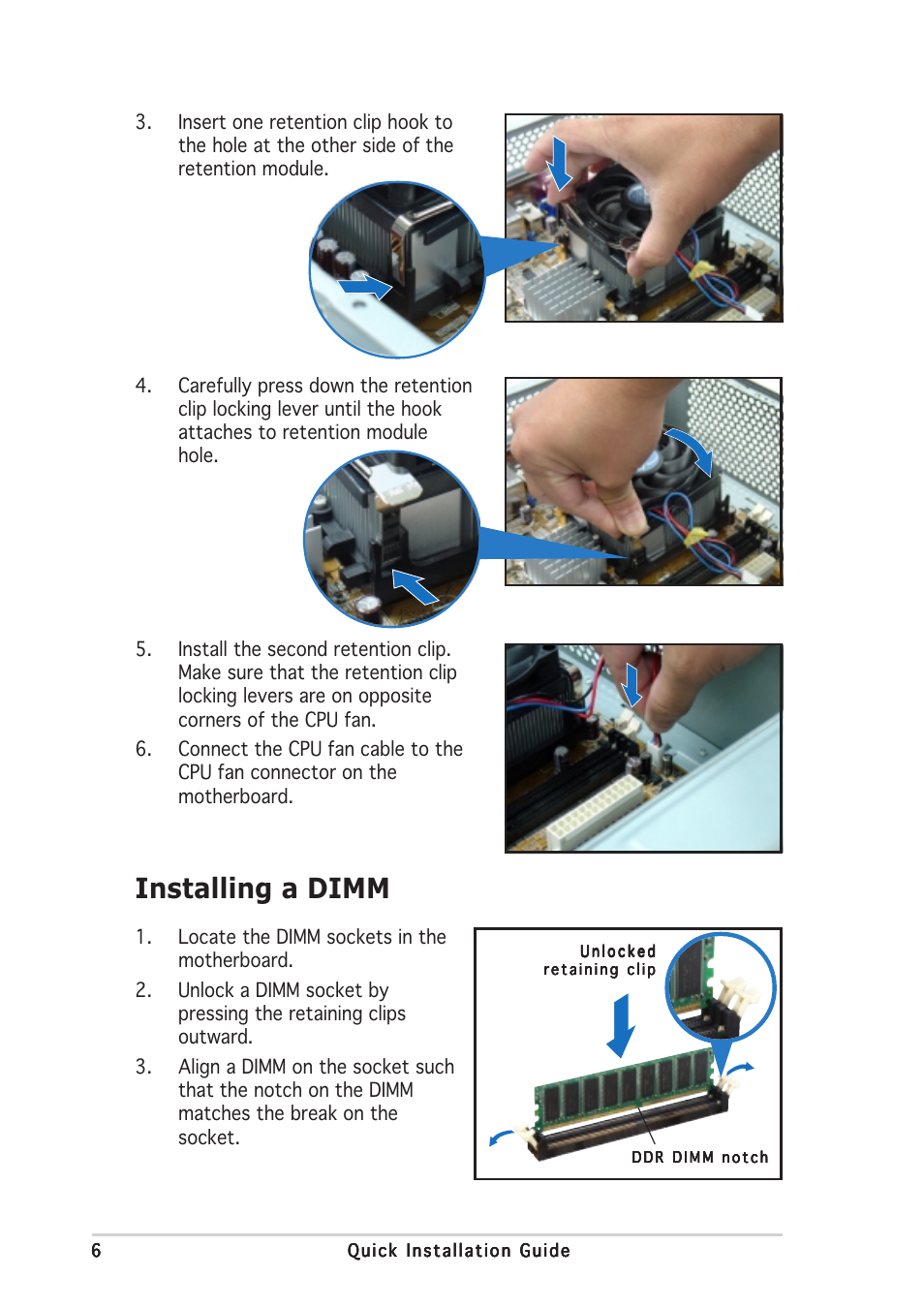 Installing a dimm | Asus Pundit-AE3 User Manual | Page 6 / 8