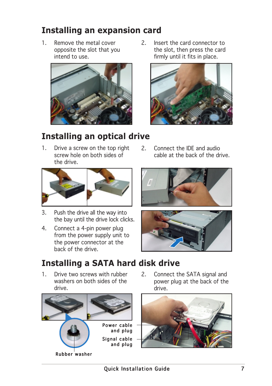 Installing a sata hard disk drive | Asus Pundit-AE3 User Manual | Page 7 / 8