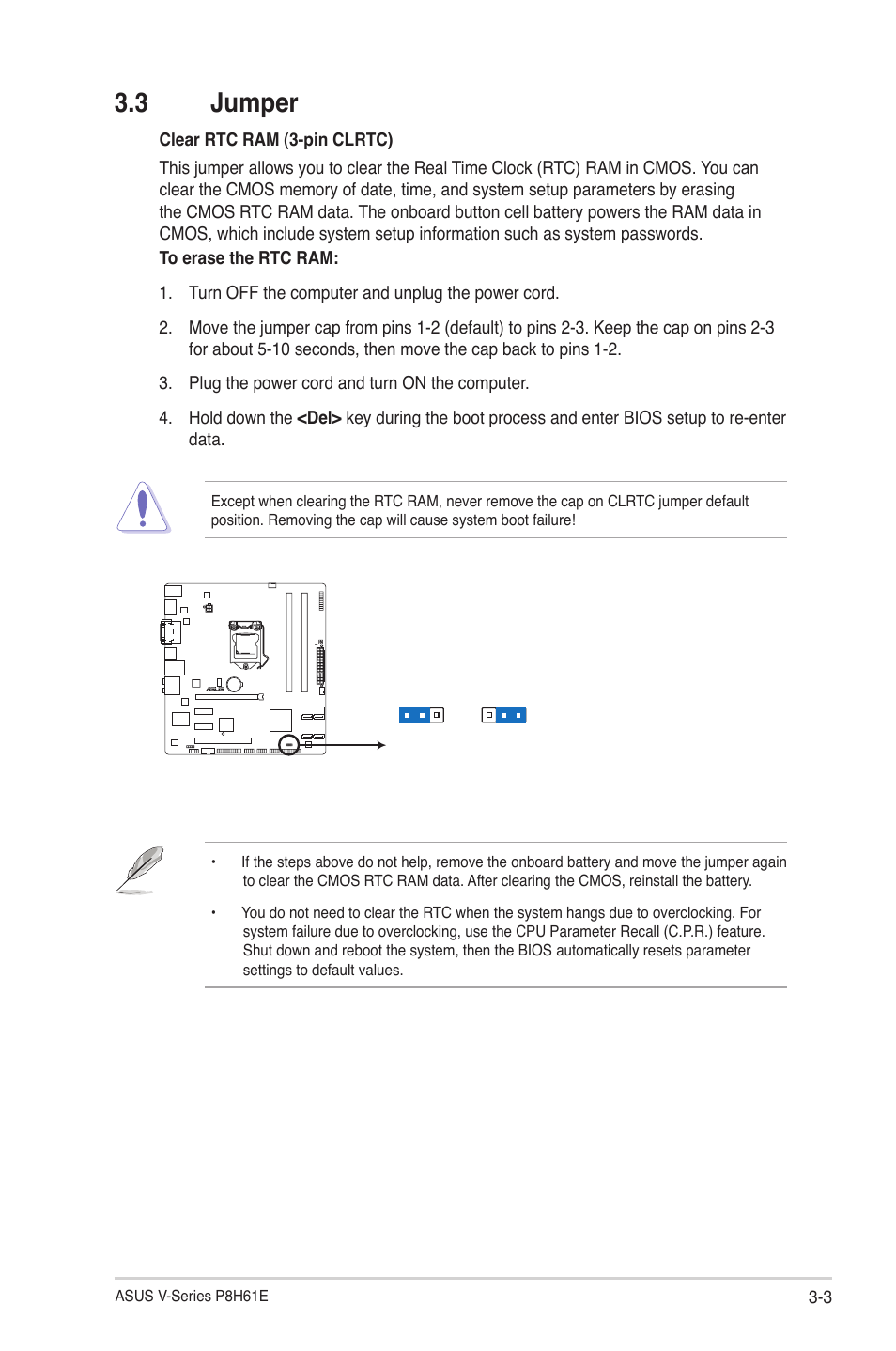 3 jumper, Jumper -3 | Asus V7-P8H61E User Manual | Page 45 / 80