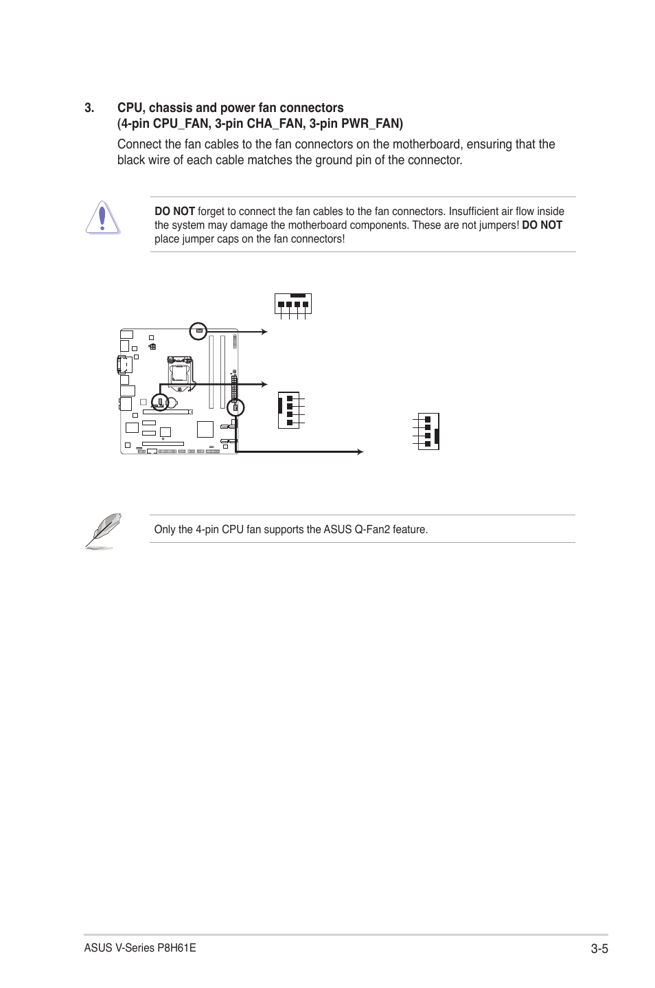 P8h61-m pro_dp fan connectors, Asus v-series p8h61e | Asus V7-P8H61E User Manual | Page 47 / 80