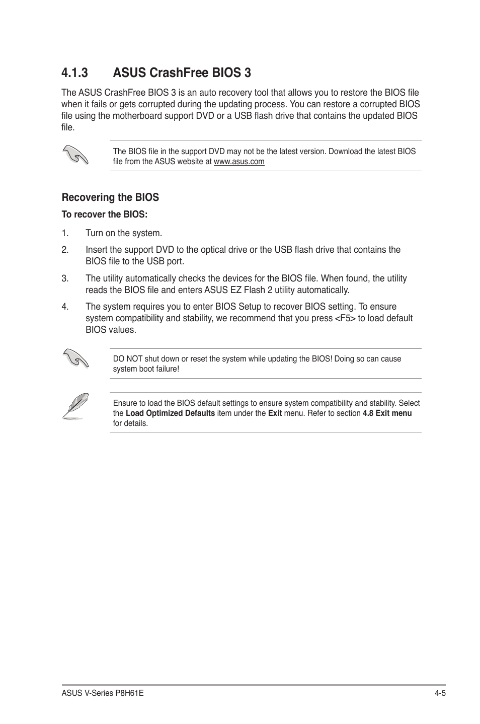 3 asus crashfree bios 3, Asus crashfree bios 3 -5 | Asus V7-P8H61E User Manual | Page 59 / 80