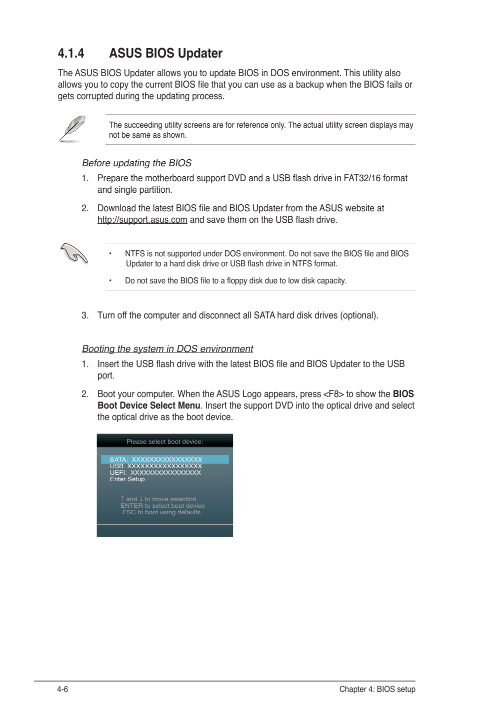 4 asus bios updater, Asus bios updater -6 | Asus V7-P8H61E User Manual | Page 60 / 80