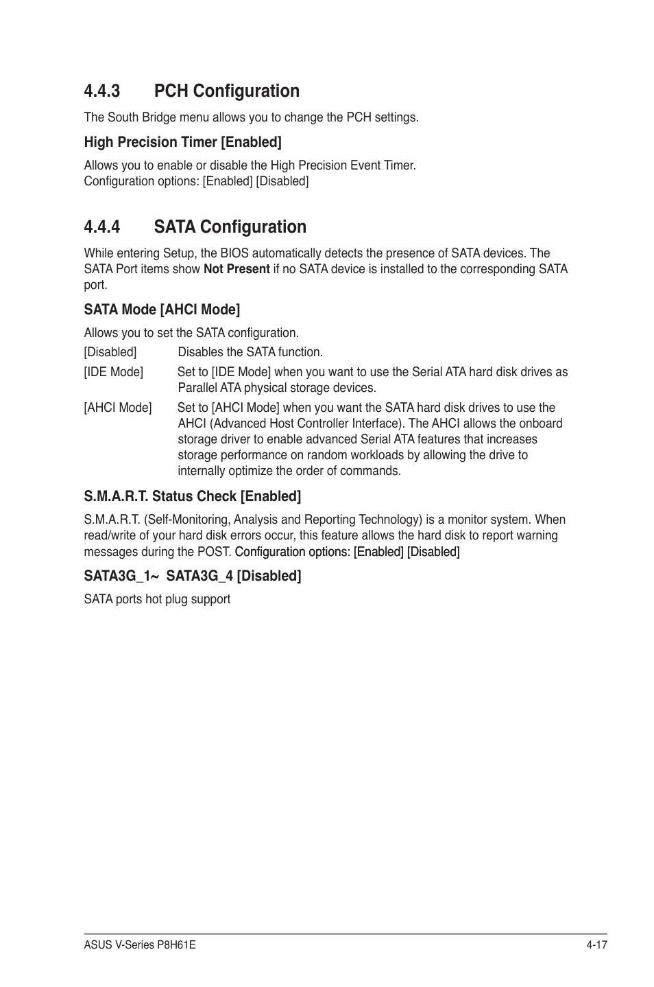 3 pch configuration, 4 sata configuration, Pch configuration -17 | Sata configuration -17 | Asus V7-P8H61E User Manual | Page 71 / 80