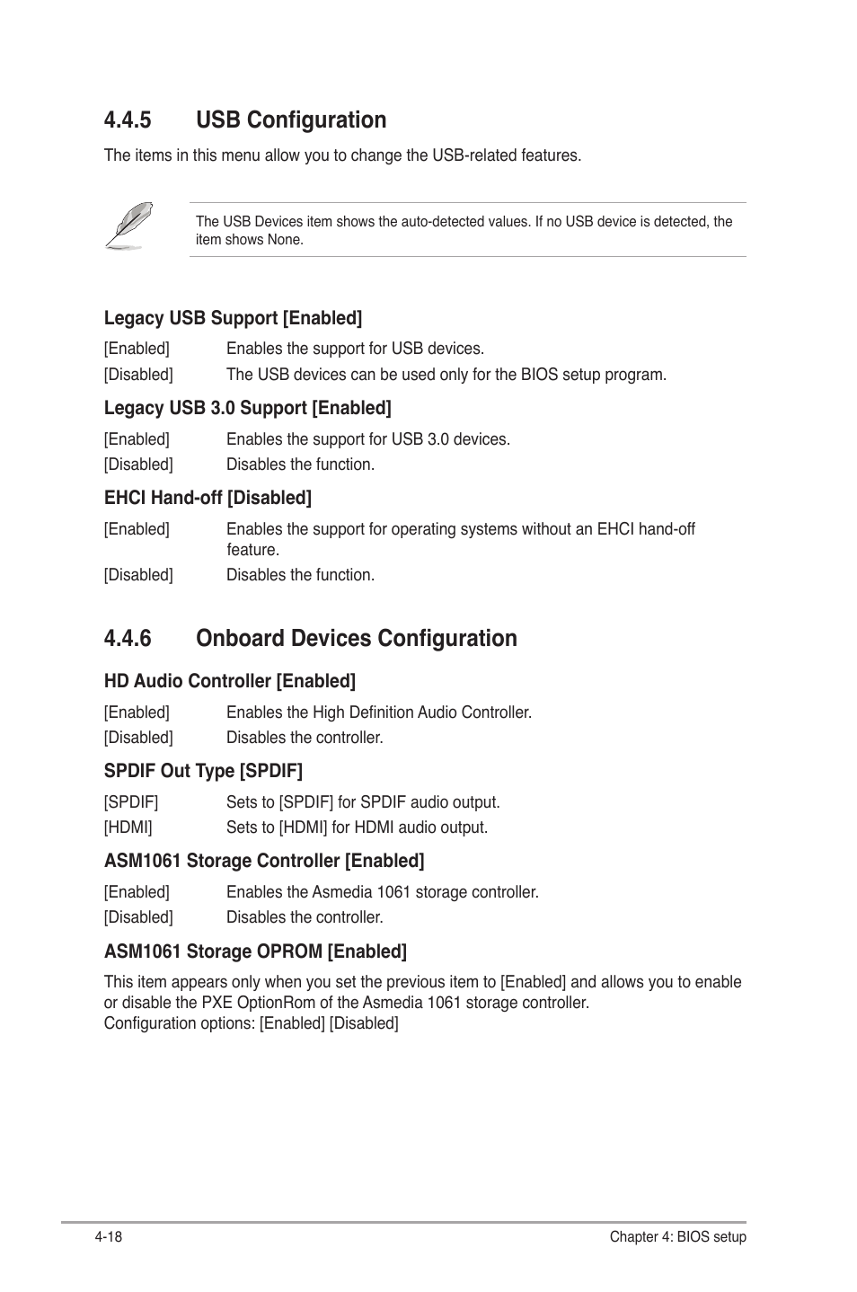 5 usb configuration, 6 onboard devices configuration, Usb configuration -18 | Onboard devices configuration -18 | Asus V7-P8H61E User Manual | Page 72 / 80