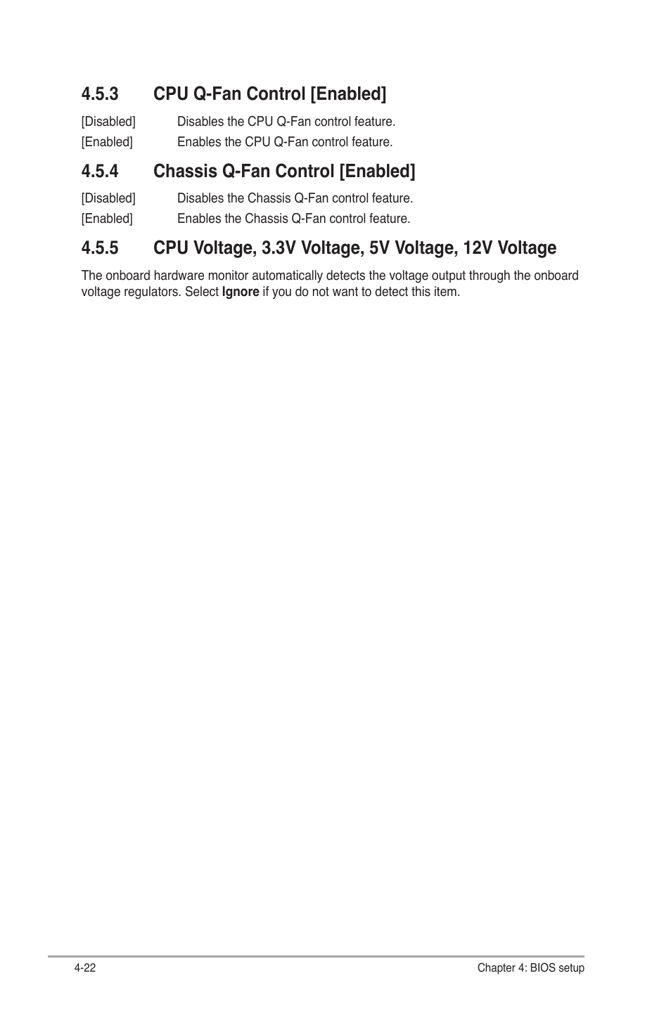 3 cpu q-fan control [enabled, 4 chassis q-fan control [enabled, Cpu q-fan control [enabled] -22 | Chassis q-fan control [enabled] -22 | Asus V7-P8H61E User Manual | Page 76 / 80