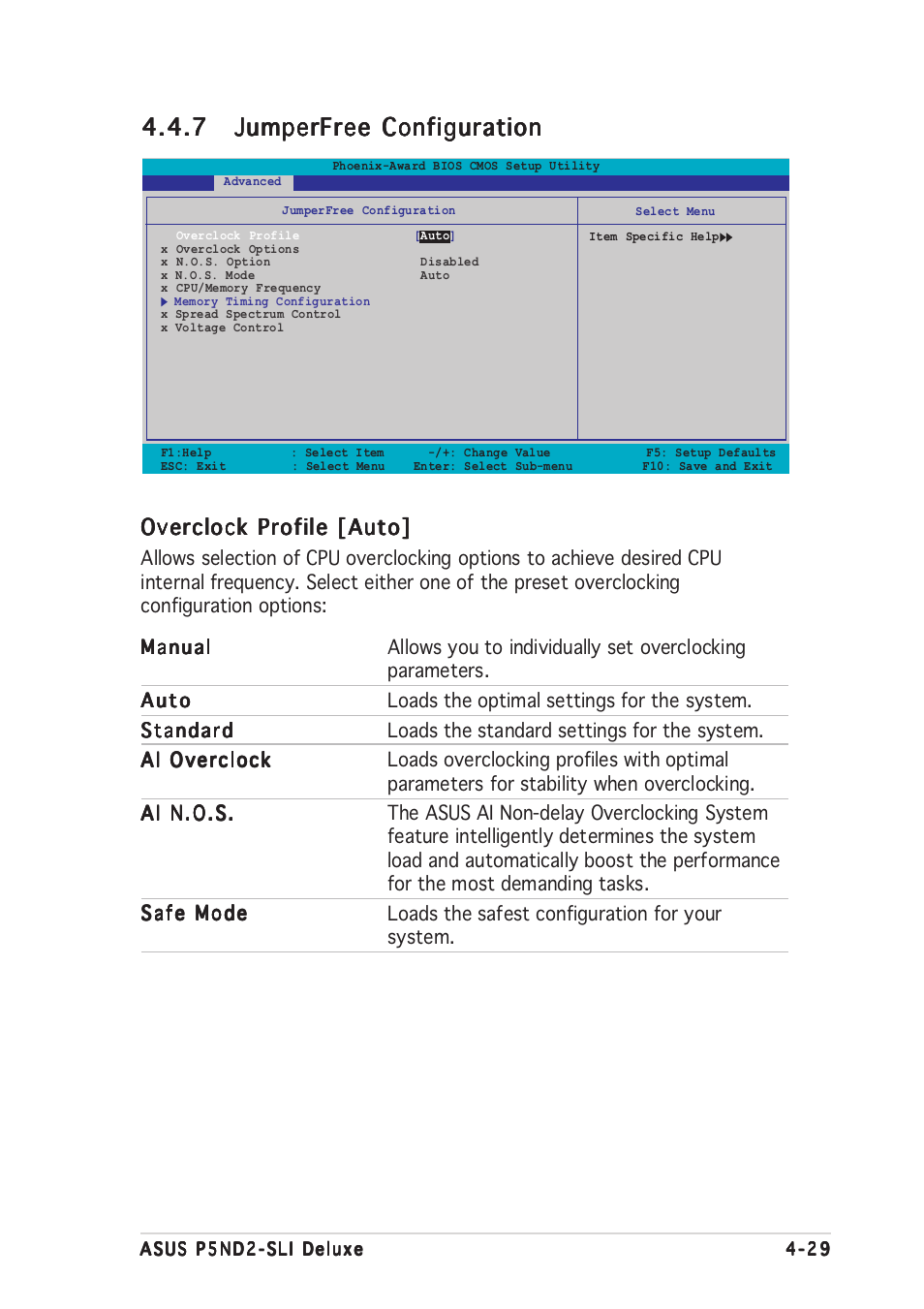 Overclock profile [auto | Asus P5ND2-SLI Deluxe User Manual | Page 103 / 184