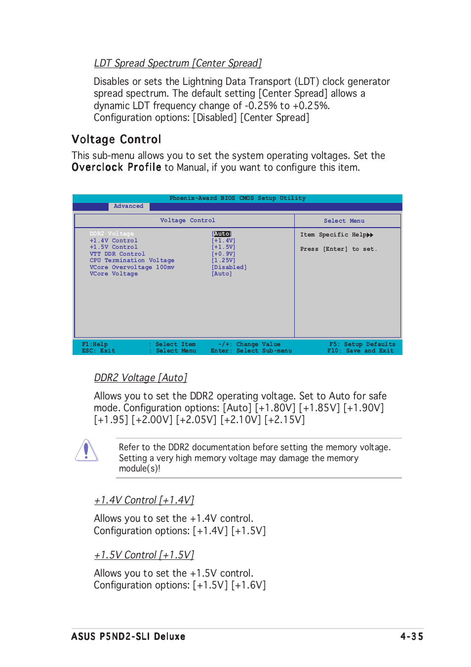 Voltage control | Asus P5ND2-SLI Deluxe User Manual | Page 109 / 184