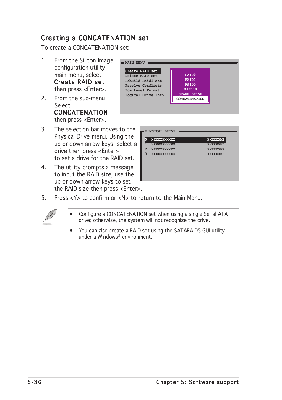 Creating a concatenation set | Asus P5ND2-SLI Deluxe User Manual | Page 164 / 184