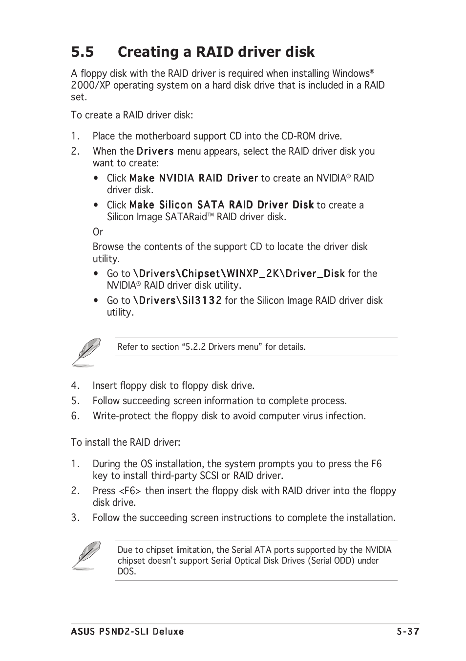 5 creating a raid driver disk | Asus P5ND2-SLI Deluxe User Manual | Page 165 / 184