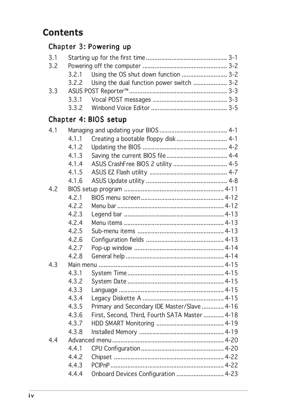 Asus P5ND2-SLI Deluxe User Manual | Page 4 / 184