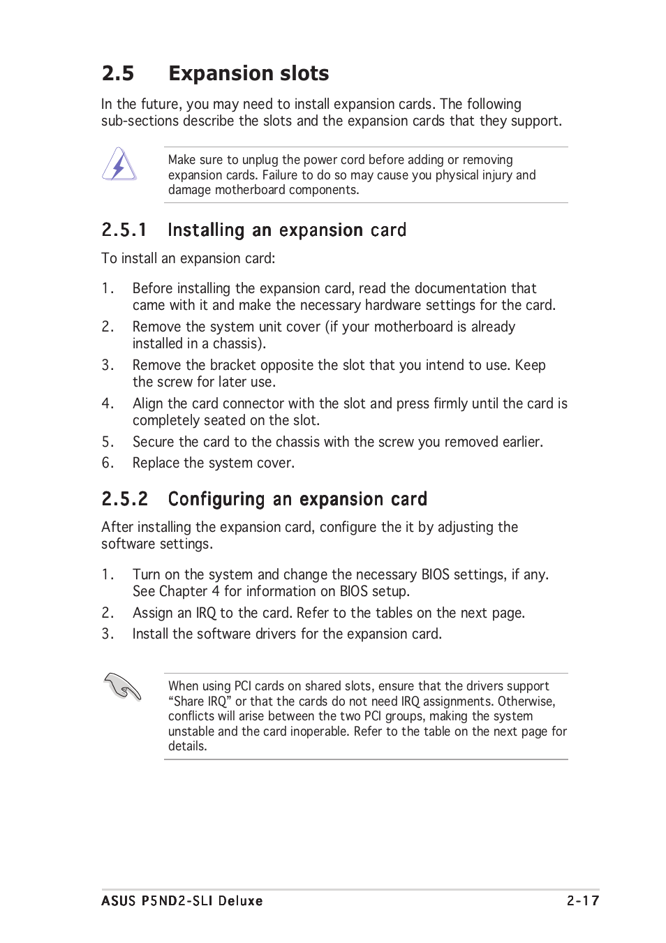 5 expansion slots | Asus P5ND2-SLI Deluxe User Manual | Page 43 / 184