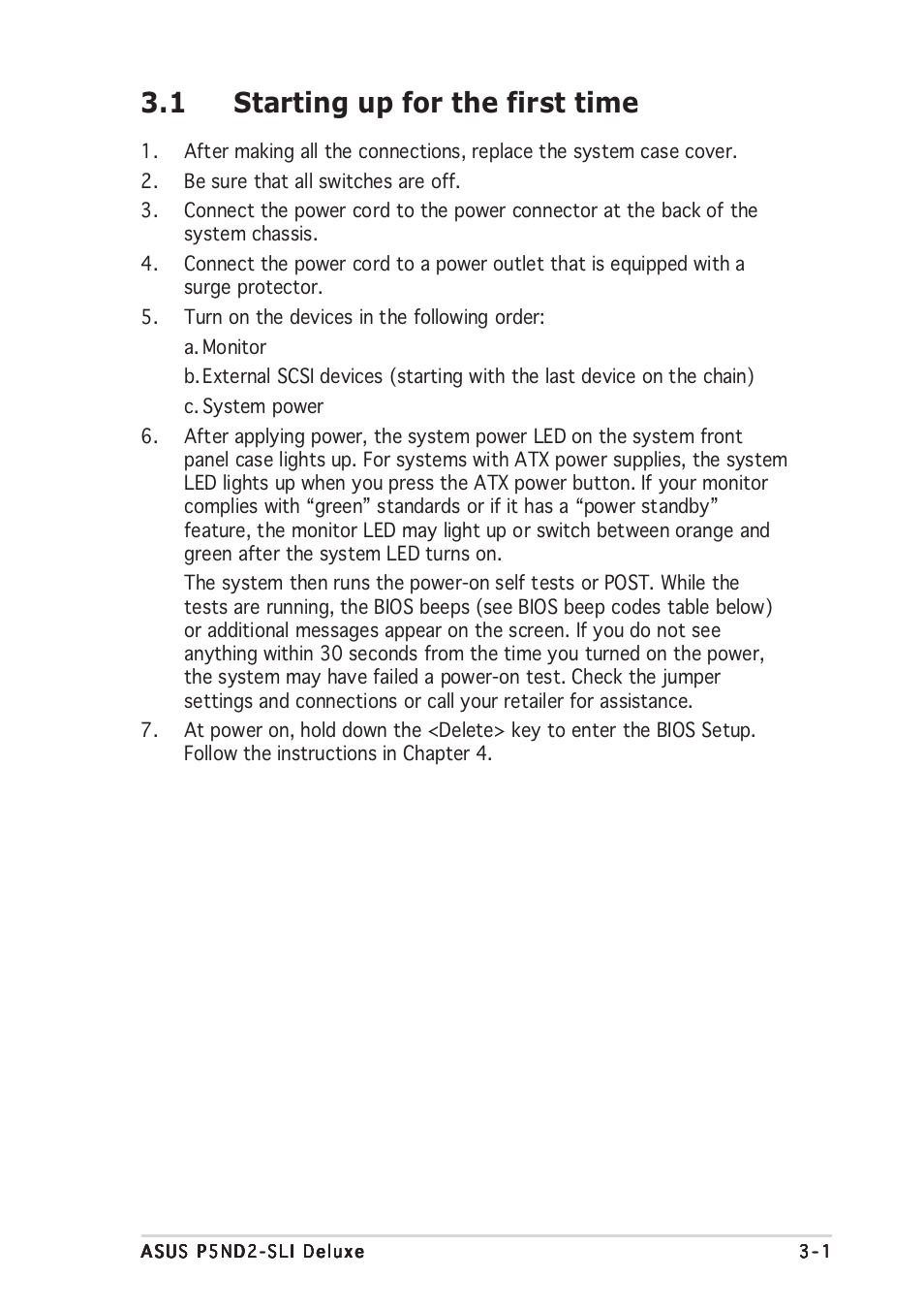 1 starting up for the first time | Asus P5ND2-SLI Deluxe User Manual | Page 65 / 184