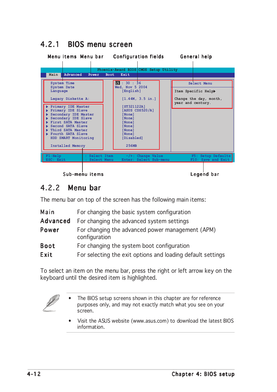 2 menu bar menu bar menu bar menu bar menu bar | Asus P5ND2-SLI Deluxe User Manual | Page 86 / 184