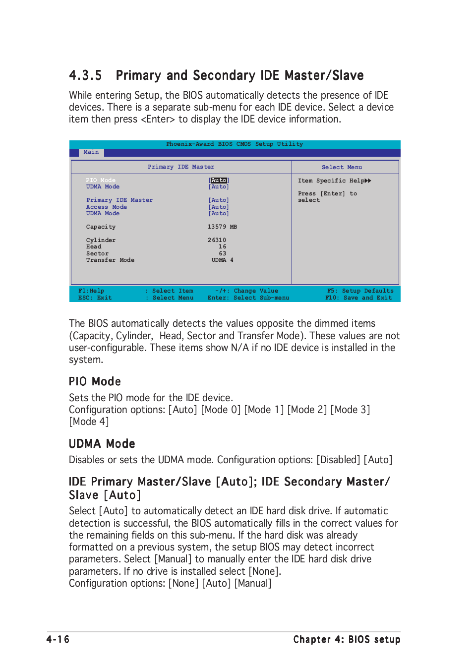 Pio mode, Udma mode | Asus P5ND2-SLI Deluxe User Manual | Page 90 / 184