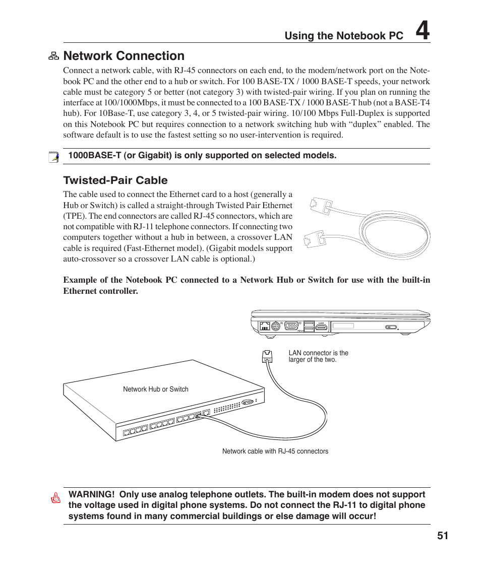 Network connection | Asus V1J User Manual | Page 51 / 83