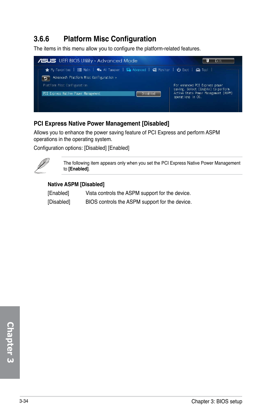 6 platform misc configuration, Platform misc configuration -34, Chapter 3 | Asus Z87I-DELUXE User Manual | Page 94 / 144