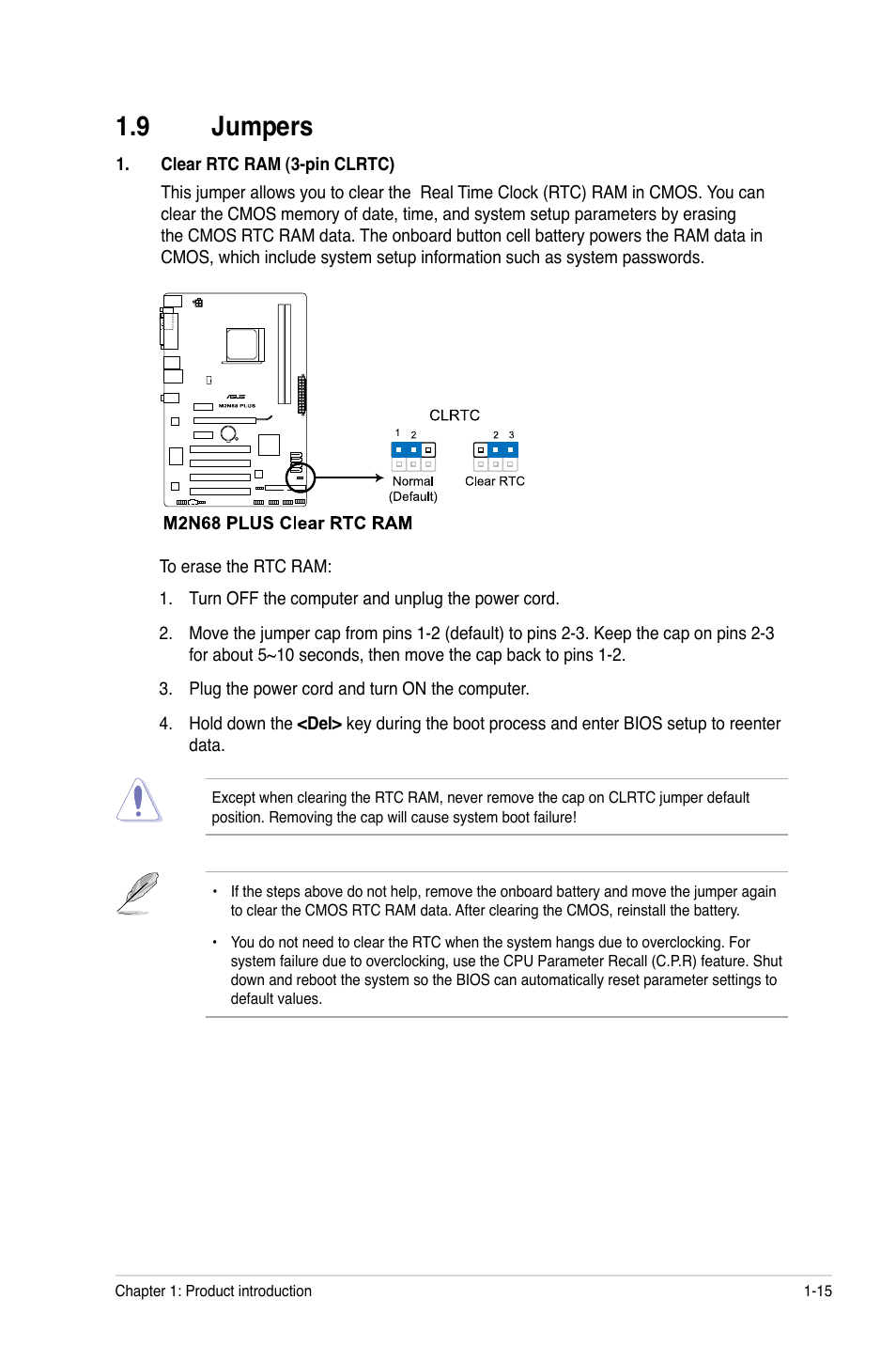 9 jumpers, Jumpers -15 | Asus M2N68 PLUS User Manual | Page 25 / 54