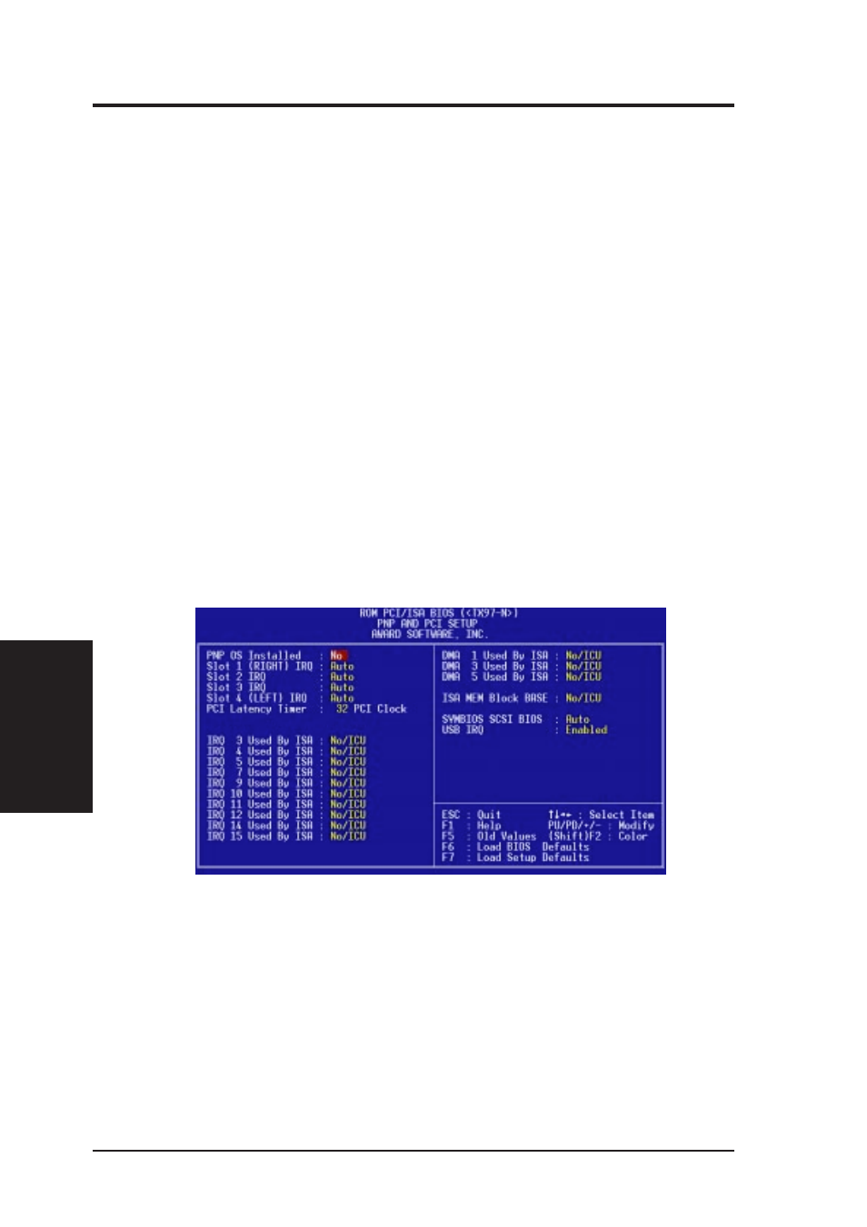 Iv. bios software, Pnp and pci setup | Asus TX97-N User Manual | Page 46 / 60