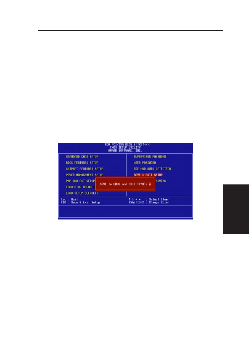 Iv. bios software, Save and exit setup, Exit without saving | Asus TX97-N User Manual | Page 51 / 60