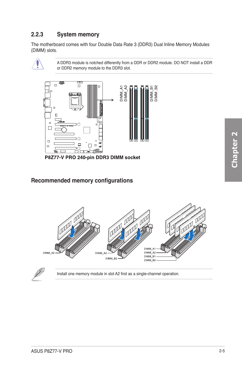 3 system memory, System memory -5, Chapter 2 | Asus P8Z77-V PRO/THUNDERBOLT User Manual | Page 29 / 164