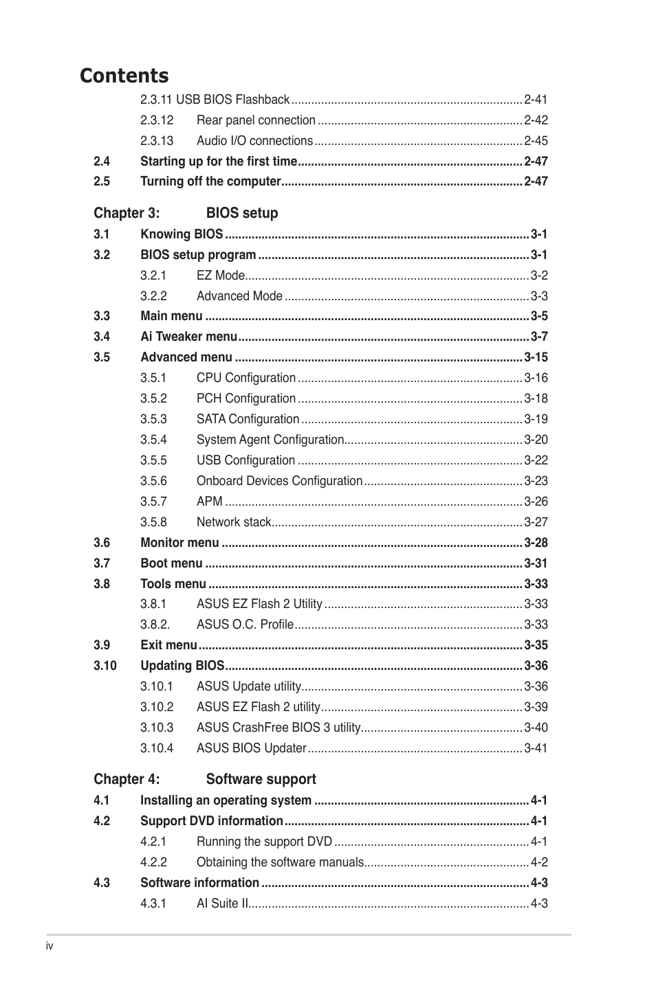 Asus P8Z77-V PRO/THUNDERBOLT User Manual | Page 4 / 164