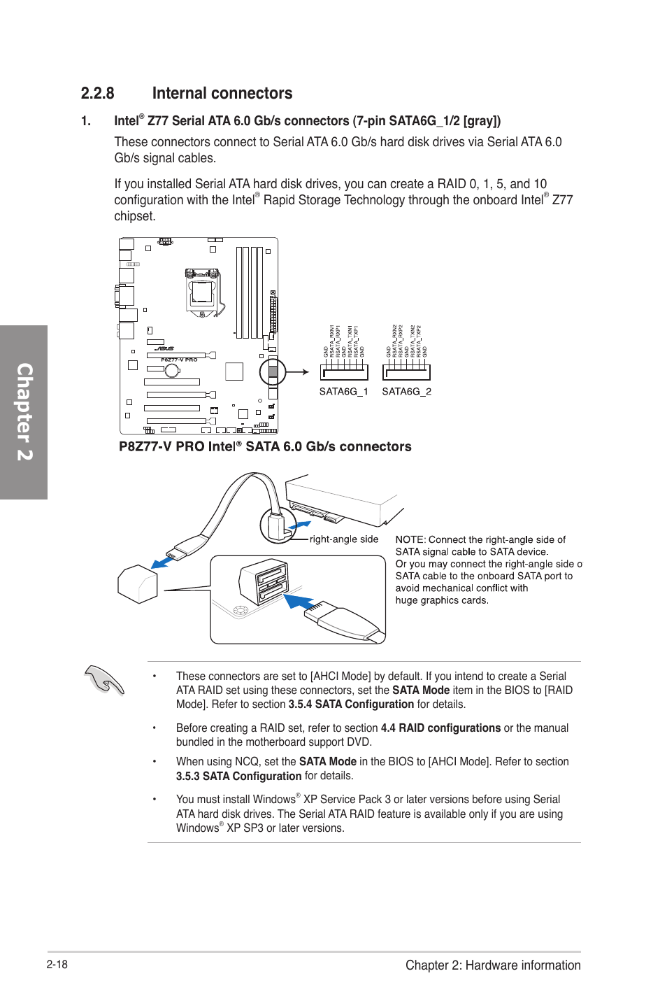 8 internal connectors, Internal connectors -18, Chapter 2 | Asus P8Z77-V PRO/THUNDERBOLT User Manual | Page 42 / 164