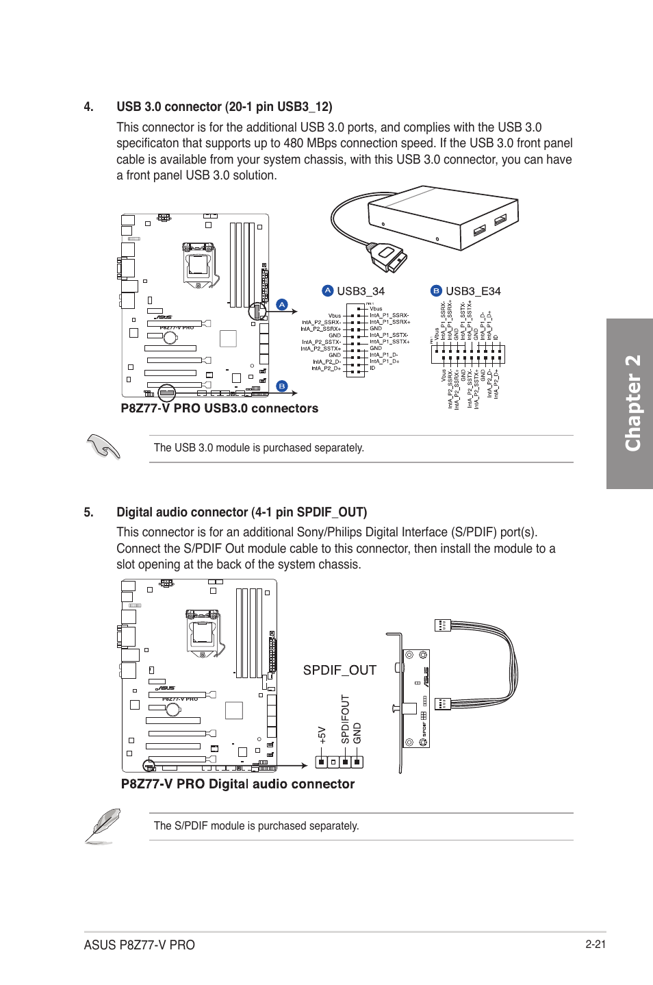 Chapter 2 | Asus P8Z77-V PRO/THUNDERBOLT User Manual | Page 45 / 164