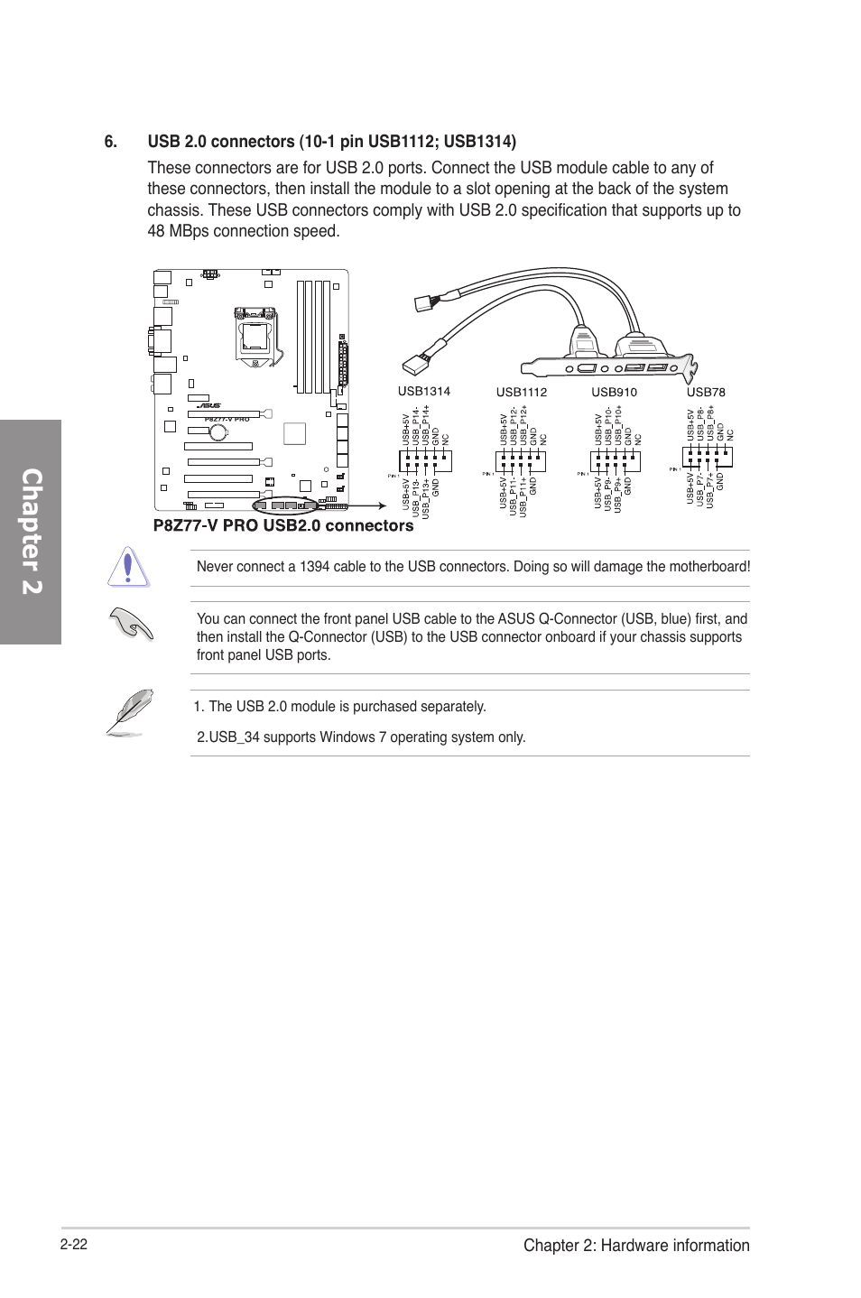 Chapter 2 | Asus P8Z77-V PRO/THUNDERBOLT User Manual | Page 46 / 164