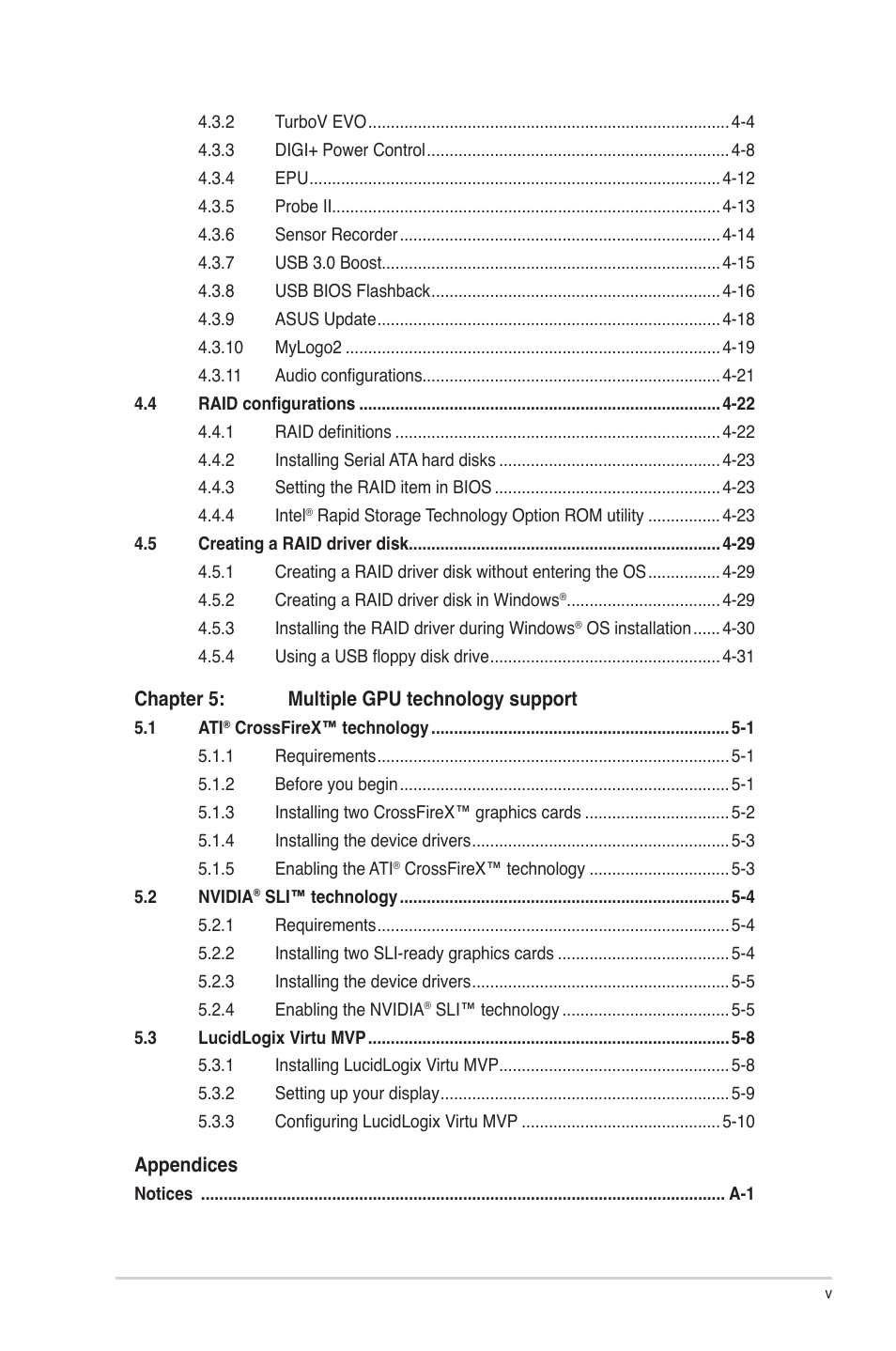 Asus P8Z77-V PRO/THUNDERBOLT User Manual | Page 5 / 164