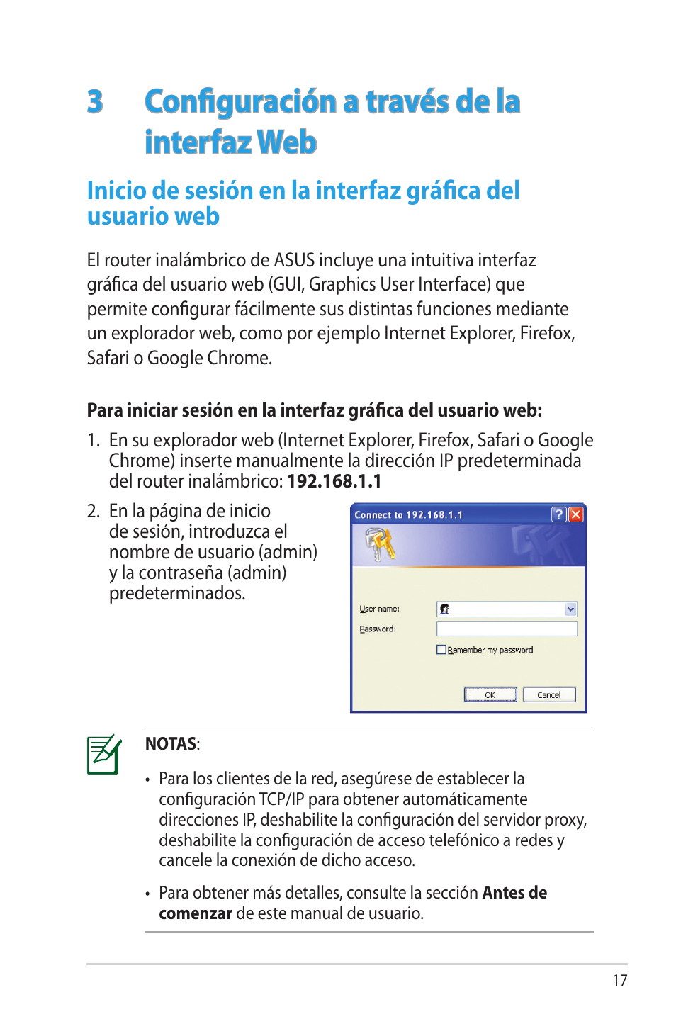 3 configuración a través de la interfaz web, 3 configuración a través de la interfaz web | Asus RT-N16 User Manual | Page 17 / 68
