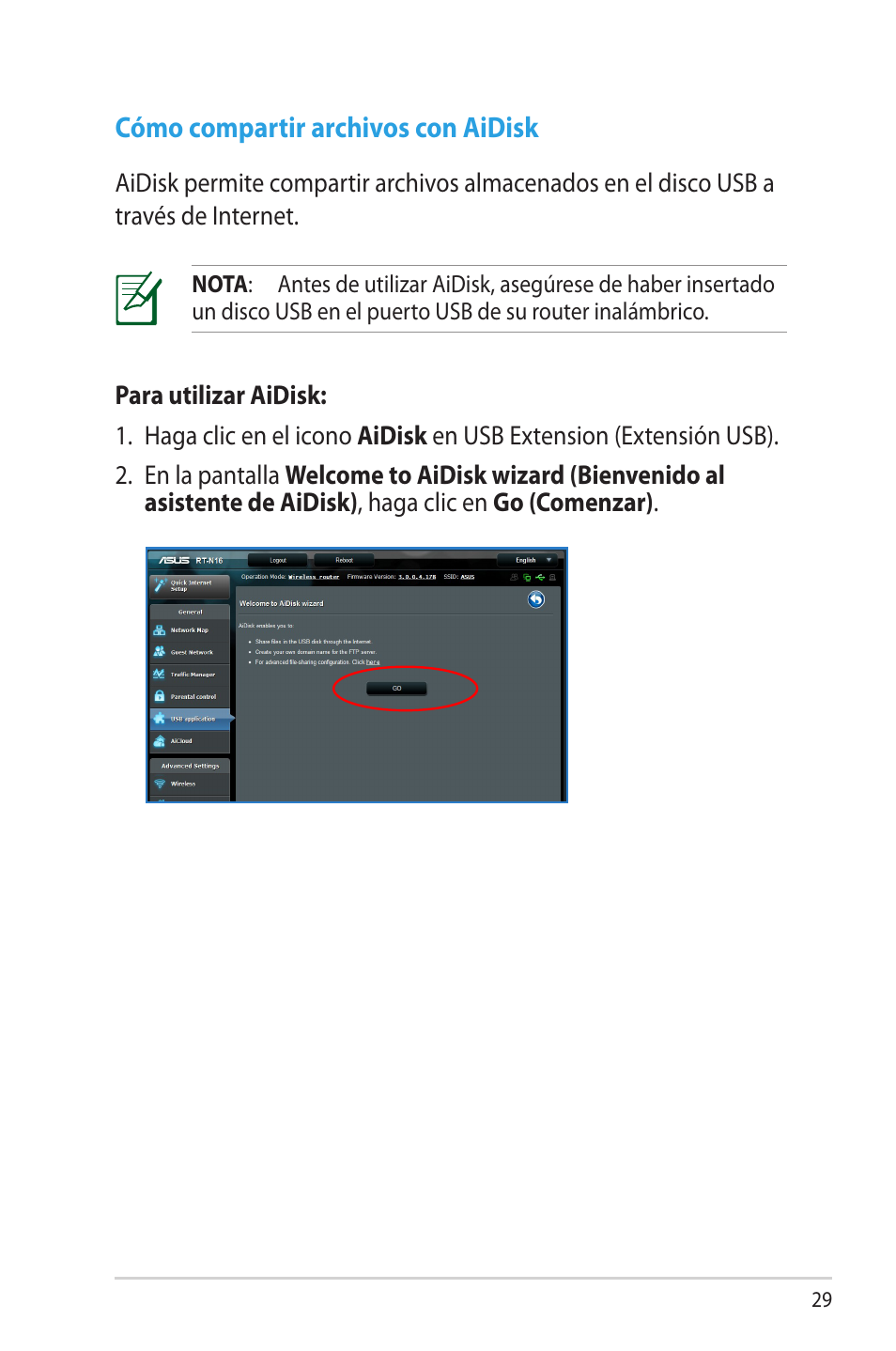 Cómo compartir archivos con aidisk | Asus RT-N16 User Manual | Page 29 / 68