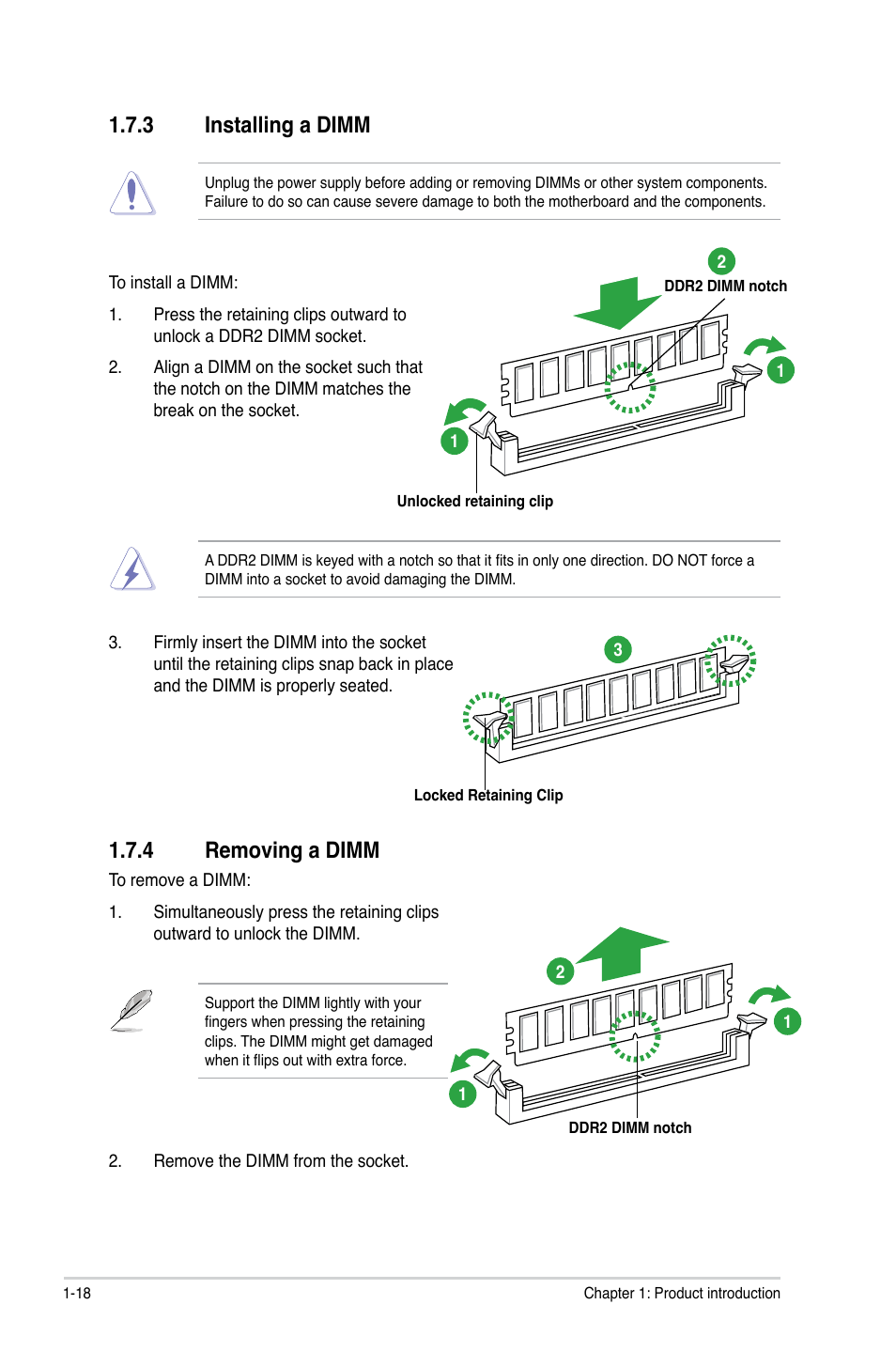 3 installing a dimm, 4 removing a dimm | Asus P5KPL-AM/PS User Manual | Page 28 / 62